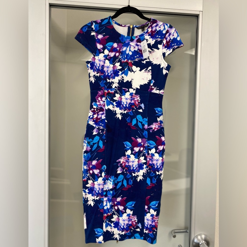 Felicity & Coco seemed pencil dress sea blue with gold back zipper